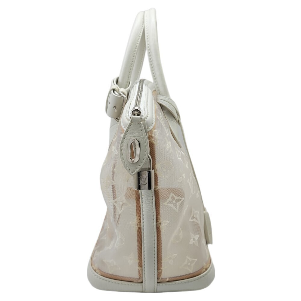 LOUIS VUITTON Monogram Truste Arrange Lockit East West White Leather Mesh